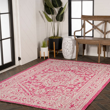 Sinjuri Medallion Textured Weave Indoor/outdoor Area Rug